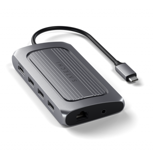 Satechi Aluminium USB4 Multiport Adapter w 8K HDMI (1x8K HDMI/30Hz, USB-C PD 100W, Ethernet, 2xUSB-A 3.2, 1xUSB-A 2.0, Micro/SD, 3.5mm audio) - Space Grey