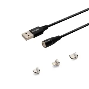 Savio CL-152 USB cable 1 m USB 2.0 USB C Micro USB A/Lightning Black