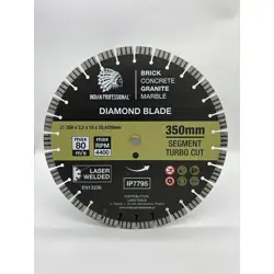 SEGMENT TURBO CUT DIAMOND BLADE 350mm INDIAN PROFESSIONAL 15mm
