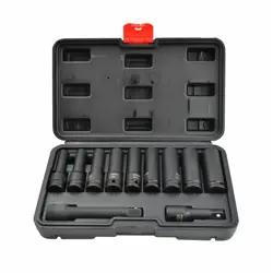 Set dugih utičnica za udarne ključeve, 1/2", 11 komada, AWTOOLS, IMPACT SOCKET SET 1/2" LONG 11pcs. BLACK LINE (crna linija)