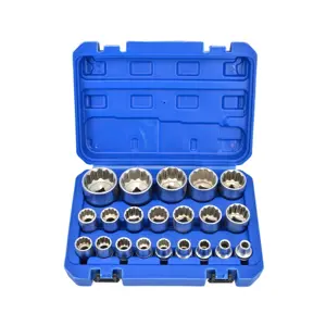 SPLINE SOCKET SET 21pcs. 12-ANGLE. 1/2" 8-36mm /SILVER