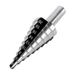 Step drill bit made of HSS, 4-20mm diameter, 8mm shank