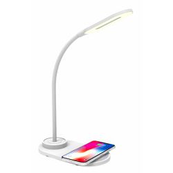Stolna LED lampa CELLY s bežičnim punjenjem mobitela bijela