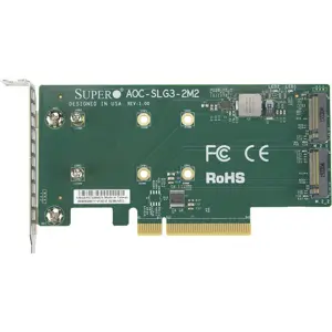Supermicro LP, PCIe3 x8, Dual port NVMe M.2 carrier