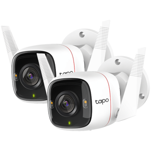 Tapo C310P2 Outdoor Security Wi-Fi Camera, 2-Pack, 2K (2304x1296), 2.4 GHz, 2 × External Antennas, 1 × Ethernet Port, Smart AI Detection and Notifications (motion, people)