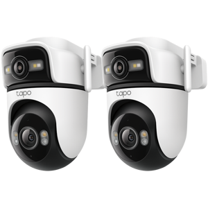 TAPO C545D Outdoor Dual Lens Pan/Tilt Security Camera, Double 2K View, Dynamic Dual Tracking, Color Night Vision, Built-in Microphone and Speaker