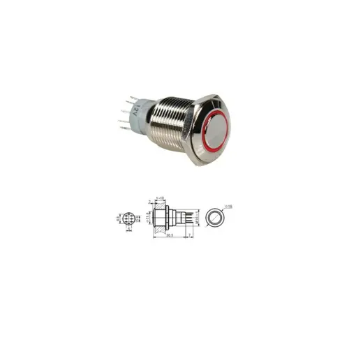 Taster anti vandal ,crveni 18 mm