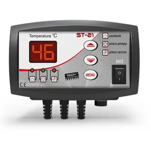 Tech Controller ST-21 for central heating pump, anti-stop, antifreeze, possibility to work as a thermostat, black