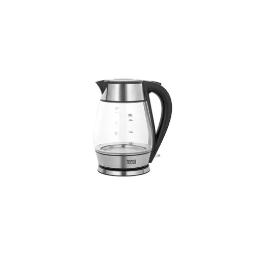 Električni čajnik TEESA (staklo + inox, 2000 W, 1.7 L, crna)