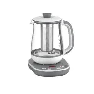 TEFAL Tastea Kettle | BJ551B10 | Tea Kettle | 1400 W | 1.5 L | Glass | 360° rotational base | Grey/White