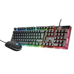 Tipkovnica + miš TRUST GXT 838 AZOR (gaming set, membranska, LED osvjetljenje crna)