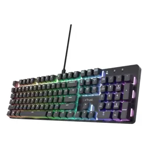Tipkovnica TRUST GXT 871 Zora Gaming USB QWERTY US English crna – internacionalna non HR tipkovnica