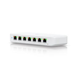 Ubiquiti USW-Ultra-210W-EU compact, Layer 2, 8-port GbE PoE switch with versatile mounting options, 7x GbE PoE+ output ports, GbE port with optional PoE++ input, 202W PoE availability with the include