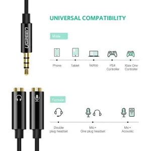 Ugreen adapter 3.5mm (M) to 2x 3.5mm (W - headphones + microphone) - polybag