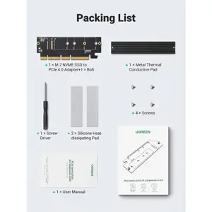 Ugreen M.2 PCIe NVME M-Key to PCIe 4.0 x16 adapter with cooler - box