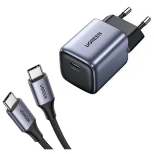 Ugreen Nexode 30W USB C GaN II charger with included USB-C 60W 1M cable