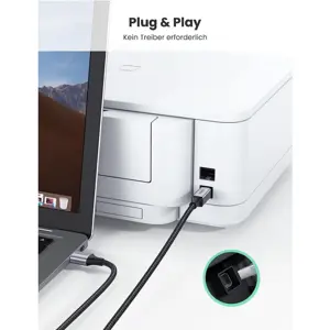 Ugreen printer cable USB 2.0 type B USB cable USB A to USB B compatible with HP, Canon, Epson, Lexmark, Dell, Brother (3m).