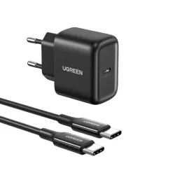 UGREEN punjač, 25W, USB-C PD + kabel C-C, crni, 2m