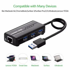 Ugreen USB 3.0 hub on 3x USB A and RJ45 - box