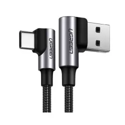 UGREEN USB-C (M) na USB 2.0 A (M), 3A, kutni 90°, crni, 2m