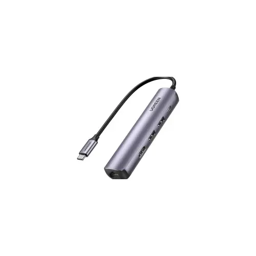 UGREEN USB Hub, USB-C na 2xUSB 3.0 A, HDMI, RJ45, PD