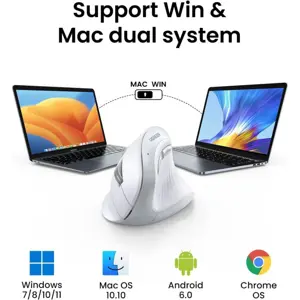 Ugreen wireless ergonomic vertical mouse with Bluetooth and Wi-Fi connection - white