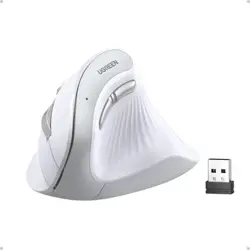Ugreen wireless ergonomic vertical mouse with Bluetooth and Wi-Fi connection - white