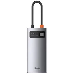 USB Hub BASEUS Metal Gleam Series, 4u1, USB-C sivi