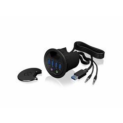 USB HUB ICY BOX IB-HUB1403A, 4x USB 3.0 Type-A, Audio input/output, za ugradnju u stol