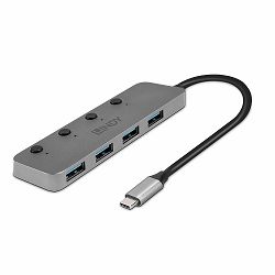 USB hub LINDY USB 3.0 (4-portni, s ON/OFF tipkom)