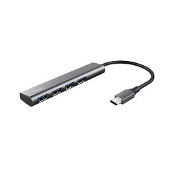 USB Hub TRUST Halyx 24948, USB-C/4xUSB-A, Srebrni