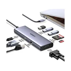 USB HUB UGREEN 9in1, USB-C na HDMI 4K@60, VGA, USB-C PD 100W, 3x USB-A, RJ45, čitač kartica SD/TF