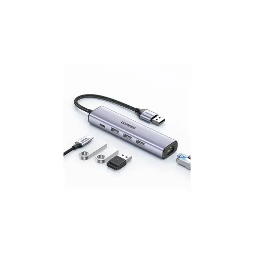 USB HUB UGREEN, USB 3.0 na Gigabit + 3xUSB 3.0 sa USB-C Power Port USB 3.0, 1000Mbps
