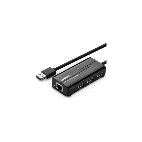 USB HUB UGREEN, USB-A (M) na Ethernet + 3 Porta USB HUB USB 2.0, 100Mbps