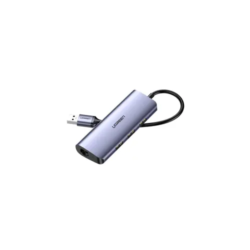 USB HUB UGREEN, USB-C na 3xUSB 3.0 A i 1xRJ45, sivi