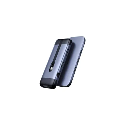 USB HUB UGREEN, USB-C na 3xUSB3.0, HDMI, VGA, RJ45 GB, SD TF, PD, prik. za napajanje, sivi