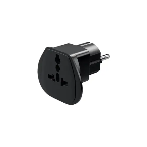 Utikač šuko adapter univerzalni, crni, GOOBAY