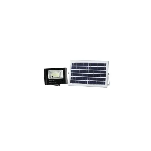Solarni LED projektor V-TAC VT-25W (12W, IP65, daljinski upravljač, tajmer, 6000K, 550lm, crna)