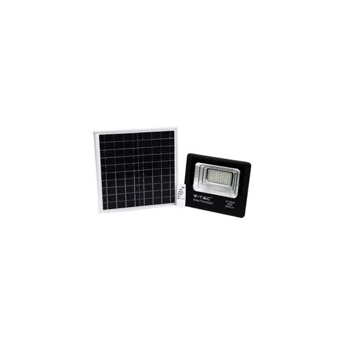 Solarni LED projektor V-TAC VT-60W (20W, IP65, daljinski upravljač, tajmer, 4000K, 1650lm, crna)