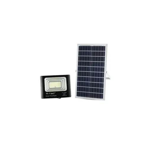 Solarni LED projektor V-TAC VT-100W (35W, IP65, daljinski upravljač, tajmer, 4000K, 2450lm, crna)