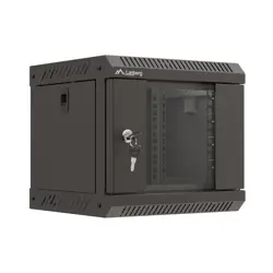 WALL-HUNG RACK CABINET 10" 4U 300X300 BLACK GLAZED DOOR LANBERG (FLAT PACK)