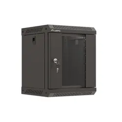 WALL-HUNG RACK CABINET 10" 6U 300X300 BLACK GLAZED DOOR LANBERG (FLAT PACK)