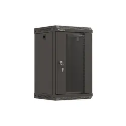 WALL-HUNG RACK CABINET 10" 9U 300X300 BLACK GLAZED DOOR LANBERG (FLAT PACK)