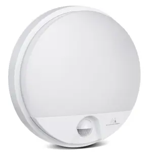 Wall LED Lamp with Infrared Motion Sensor Indoor / Outdoor Lighting 1100lm 15W IP54 4000K Waterproof Colour: White