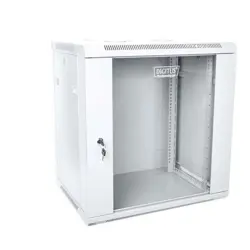 Wall-mounted network cabinet 19" 12U rack 600x450, door glass, gray, unshared, folded, 60kg