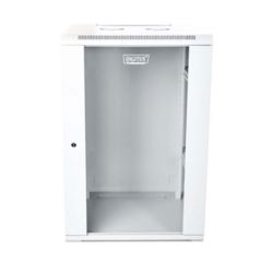 Wall-mounted network cabinet 19" 18U rack 600x600, door pane, gray, not folded, not folded, 60kg