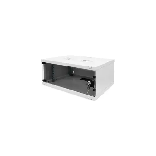 Wall-mounted network cabinet 19" 4U, SOHO 241 x 540 x 400 mm, door glass, grey, unfolded, 60kg