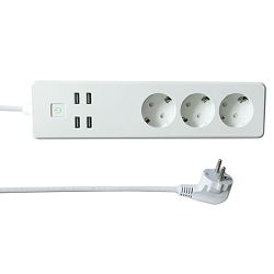 WiFi Smart multi-utičnica WOOX, 3×strujna utičnica, 4×USB, 1.8m (R4028)