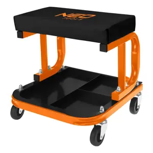 Workbench stool on wheels with tool shelf