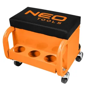 Workshop stool on wheels with tool drawers